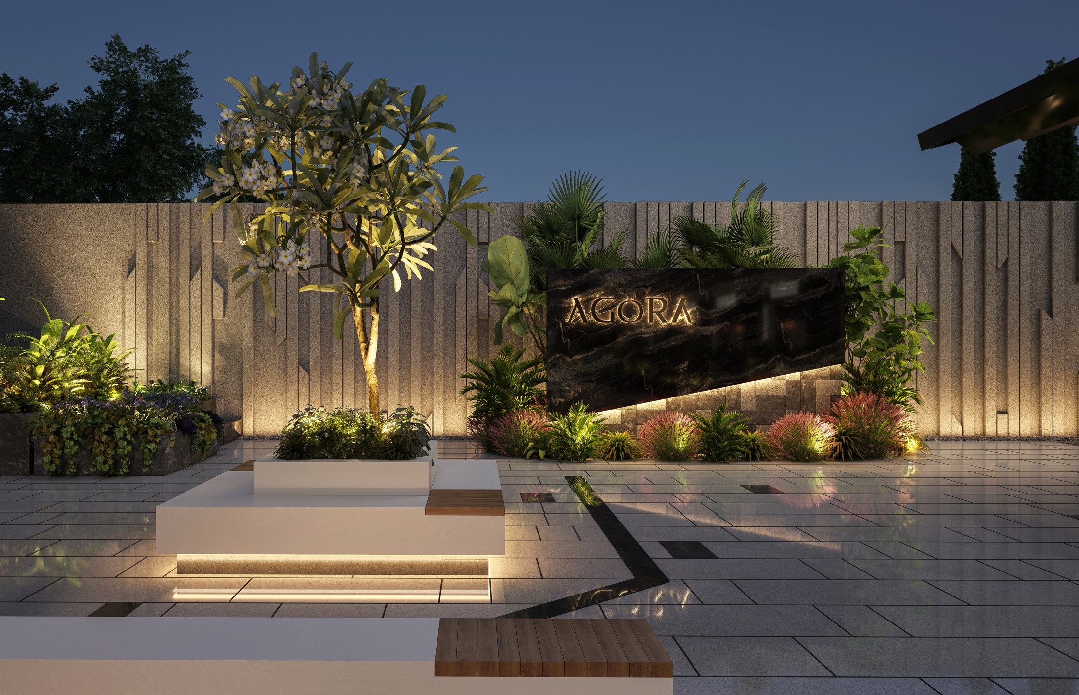 Agora Mall — evening landscape