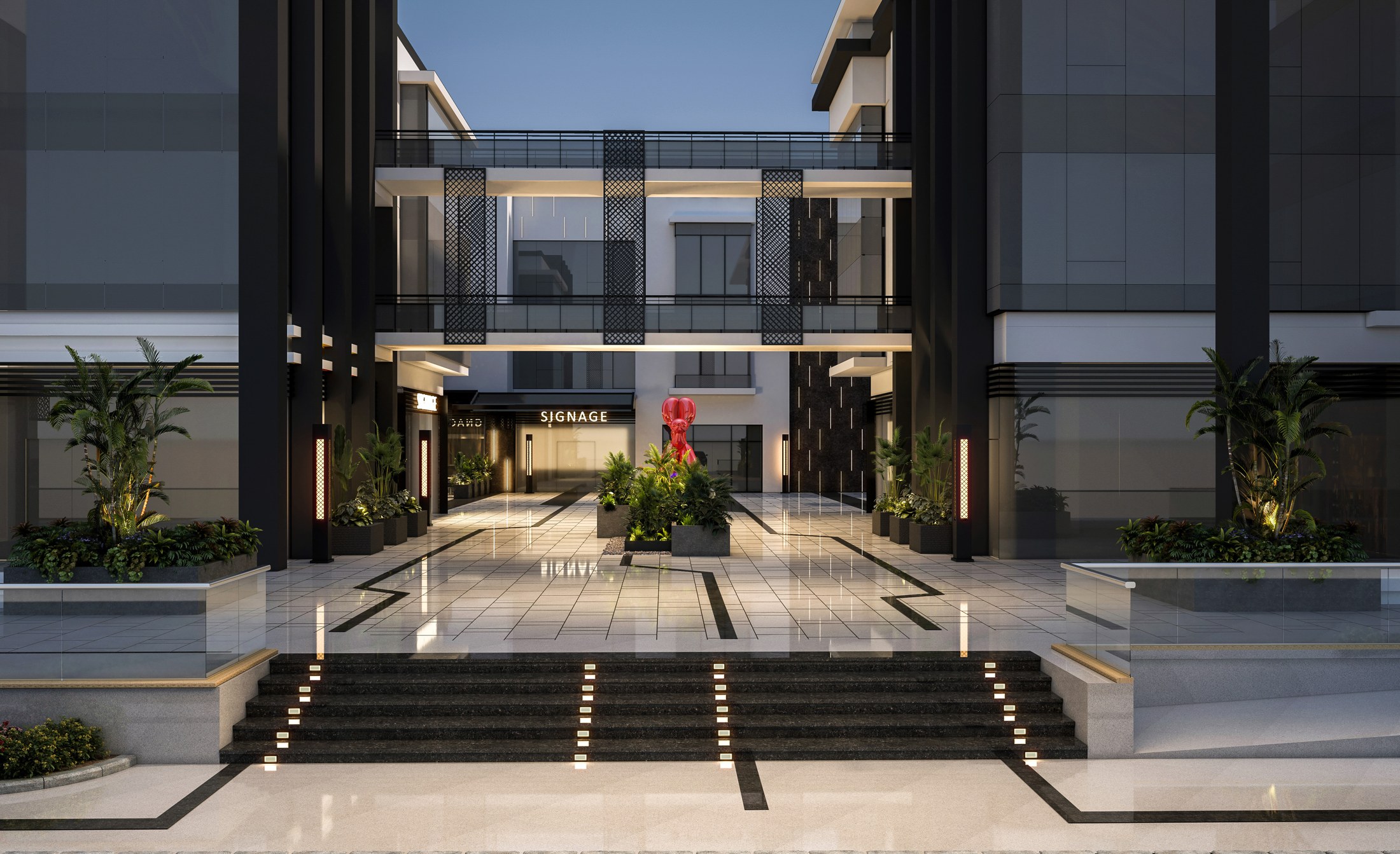 Agora Mall — arrival at dusk