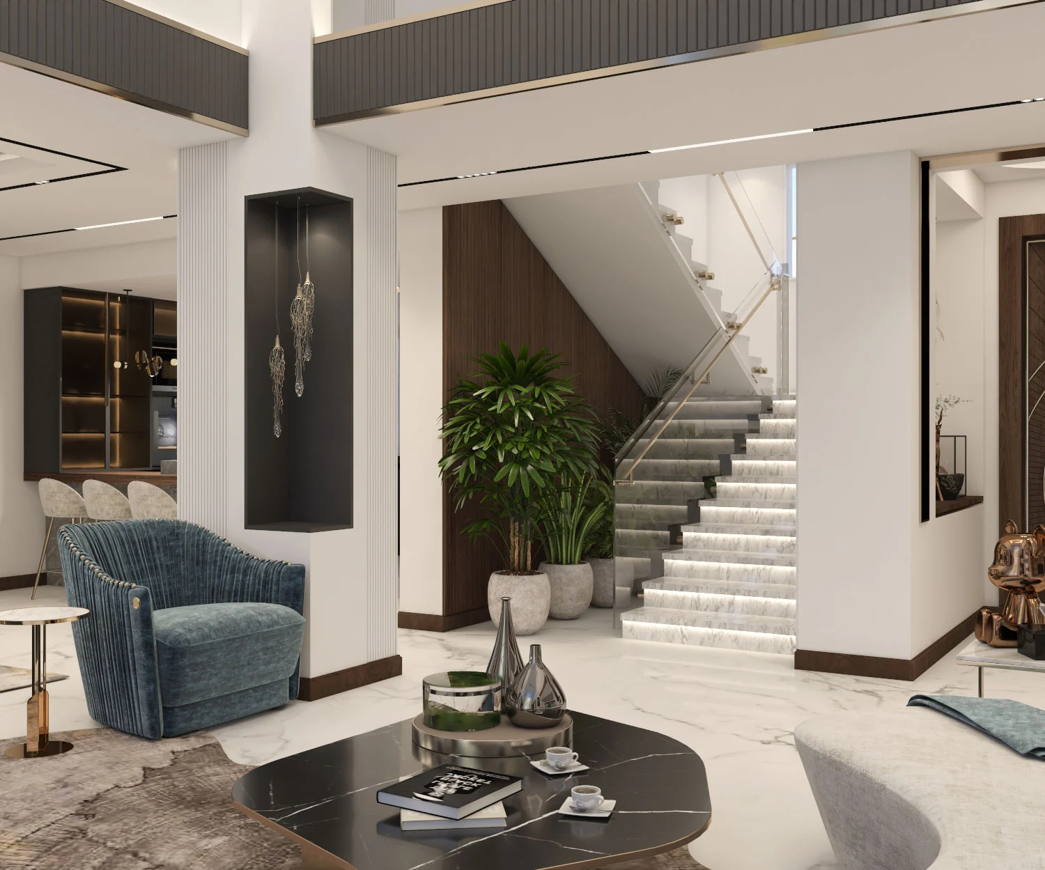 El Gouna · Residence · Stair and reception · design render