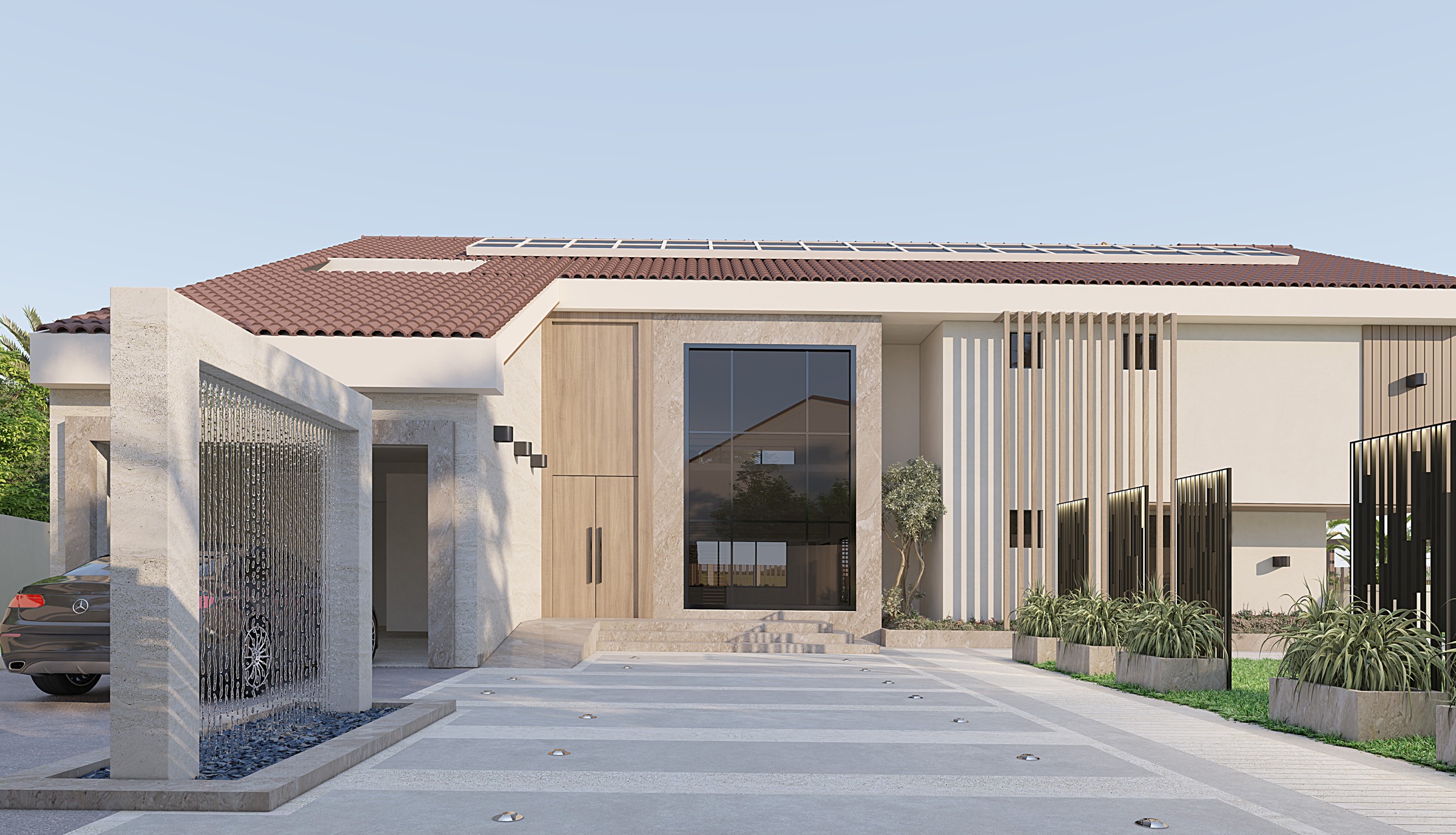Elrabwa Villa main entrance and approach design visualisation