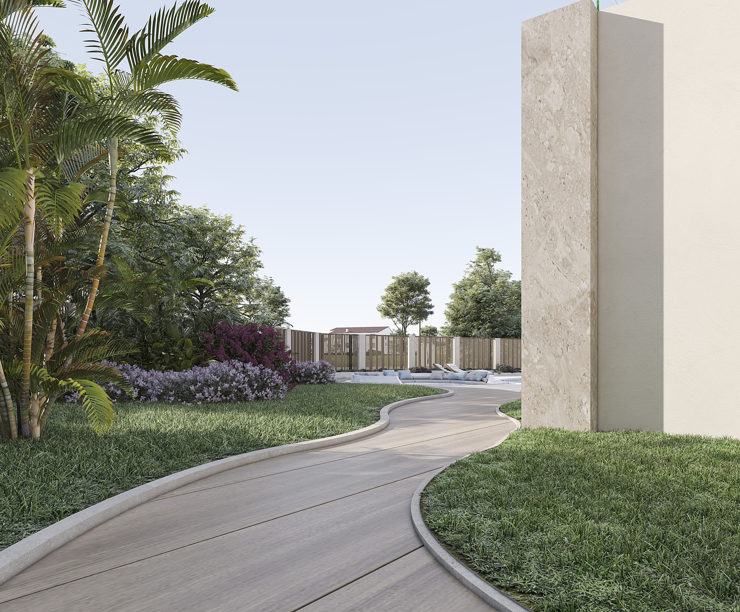 Elrabwa Villa garden approach design visualisation
