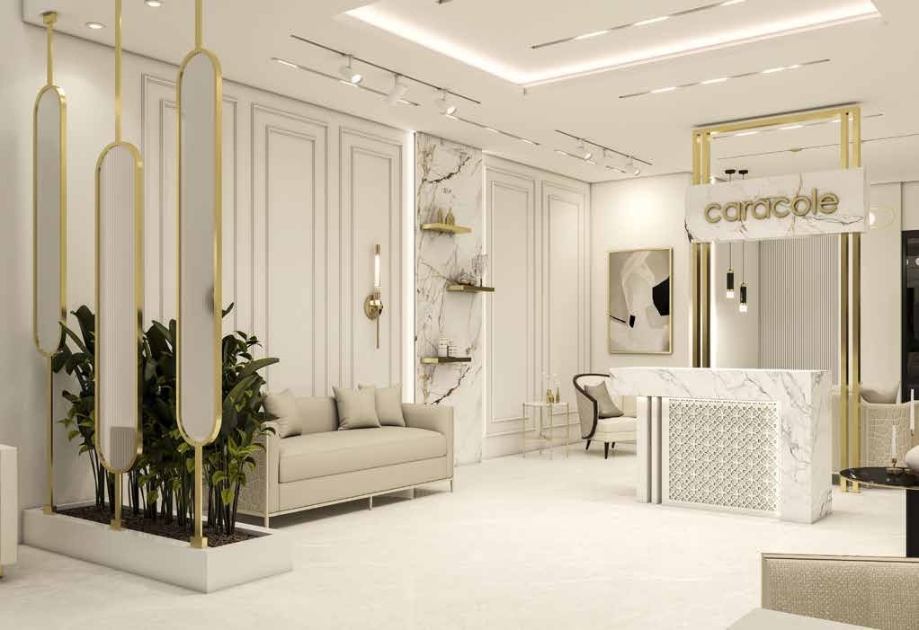 Caracole showroom reception design visualisation