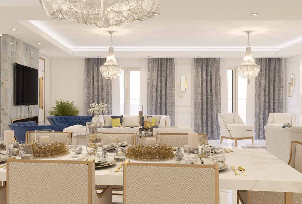 San Stefano Apartment · dining and living area · design visualisation